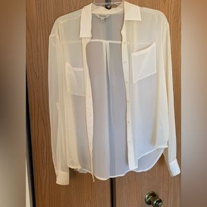 Sheer cream button up blouse